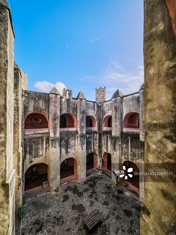 墨西哥尤卡坦州瓦哈卡的圣伯尔纳迪诺修道院内部图片素材