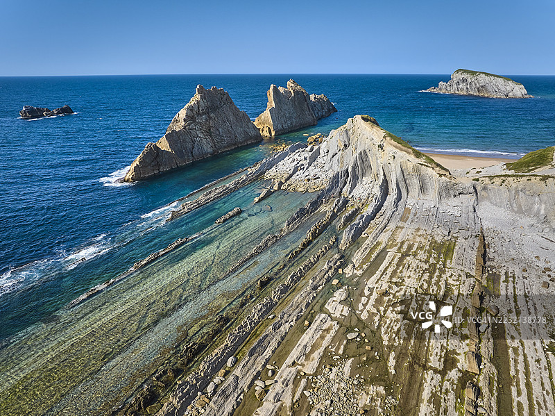 西班牙坎塔布里亚海岸的连克雷斯悬崖图片素材
