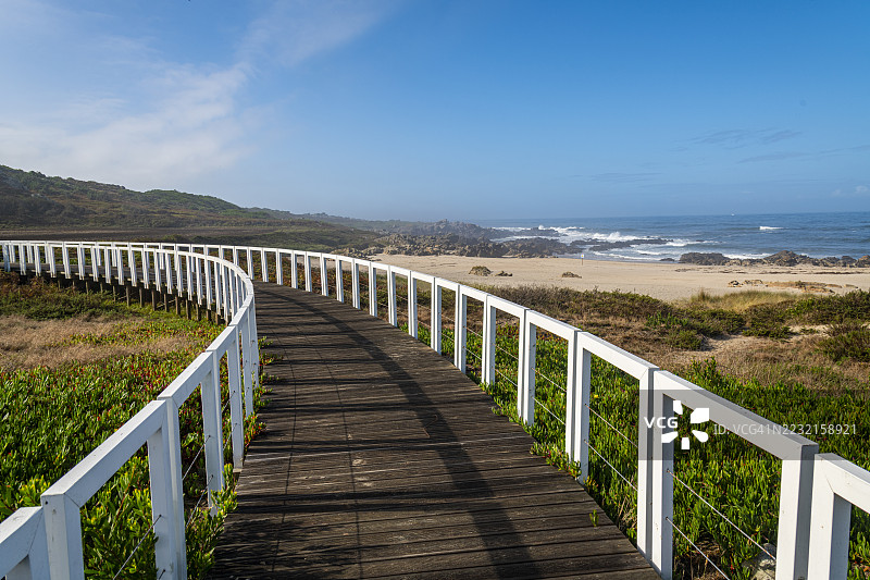 葡萄牙，普拉亚·多·帕科海边的人行道图片素材