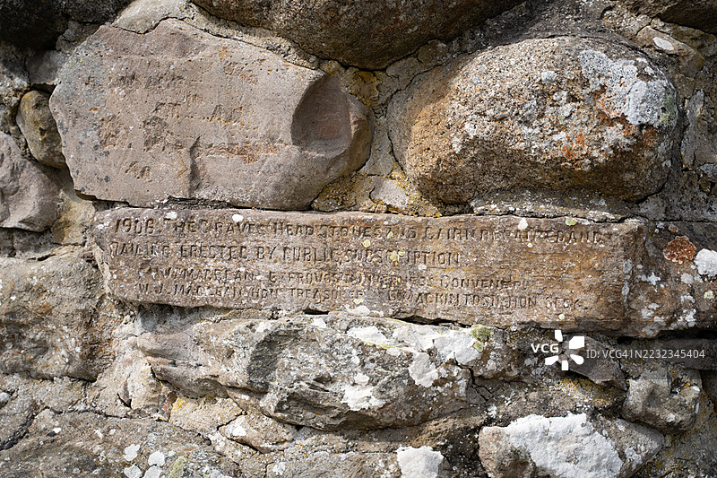 卡洛登战场纪念石碑近距离特写文字图片素材