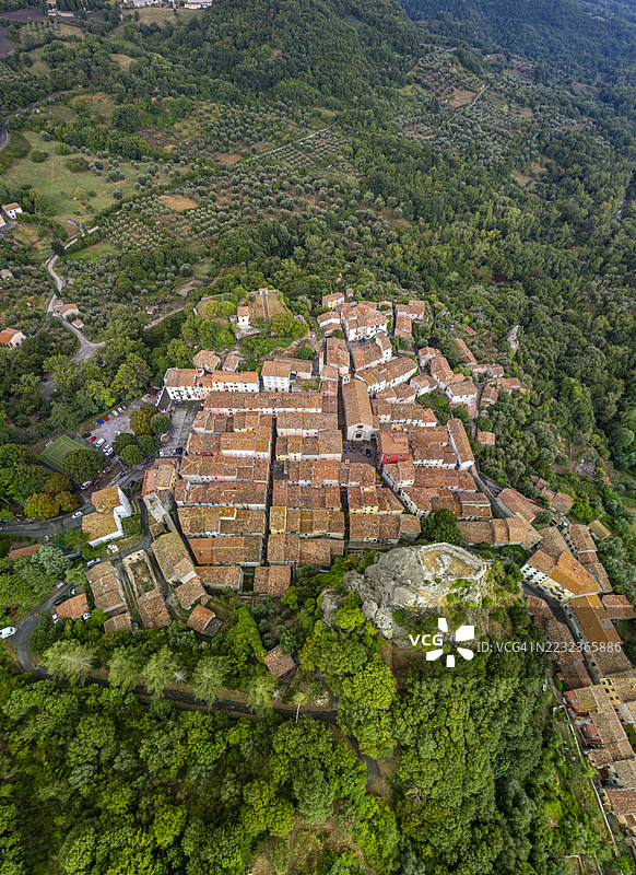 托斯卡纳，空中俯瞰罗卡尔贝尼亚图片素材