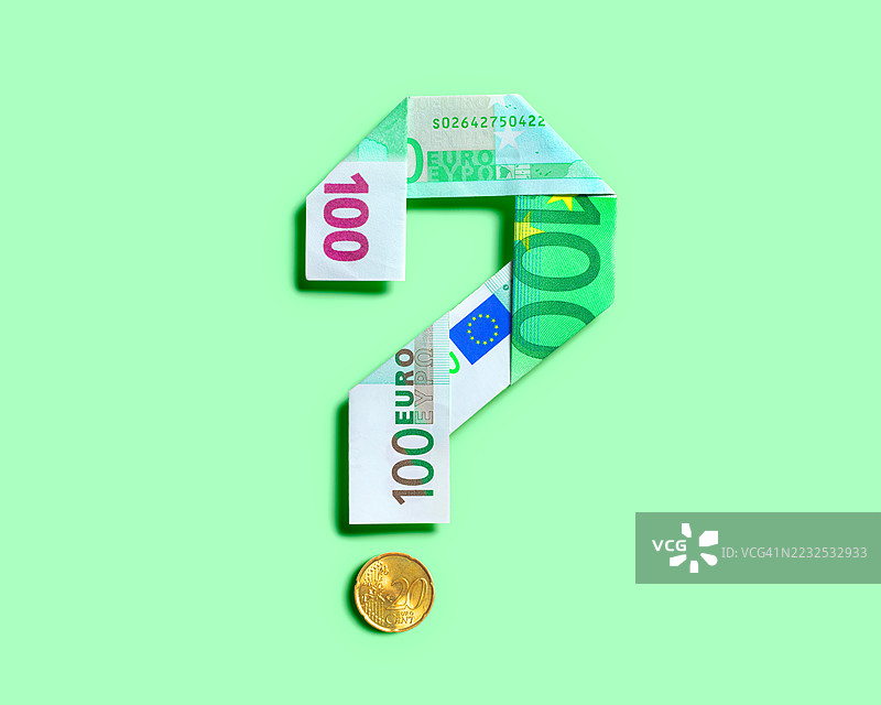 100欧元纸币问号图片素材