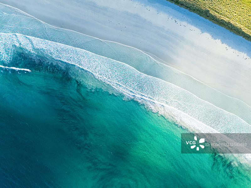 苏格兰奥克尼群岛桑迪岛洛普尼斯湾俯瞰图图片素材