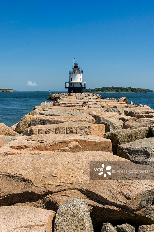 缅因州南波特兰的春点灯塔图片素材