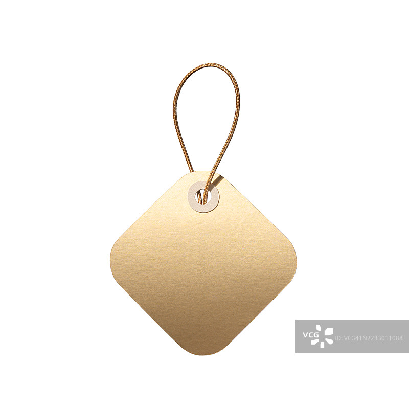 白色背景上带绳子的方形金价标签图片素材