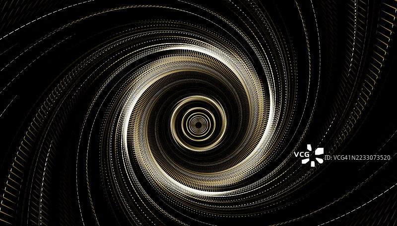 金色螺旋在黑色背景上产生催眠效果图片素材