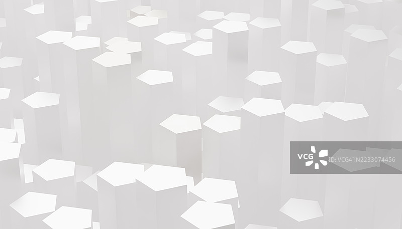 白色六角柱构成抽象的未来背景图片素材