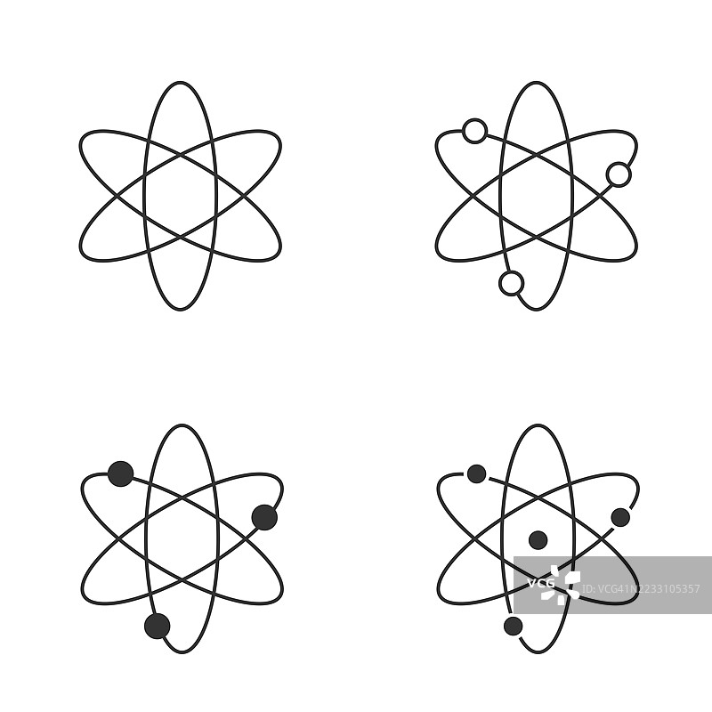 极简主义原子符号轮廓集图片素材