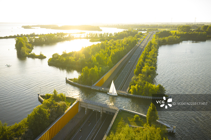 维尔湖的维尔乌德水道，船只在湖面上航行图片素材
