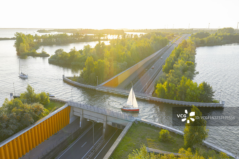维尔湖的维尔乌德水道，船只在湖面上航行图片素材