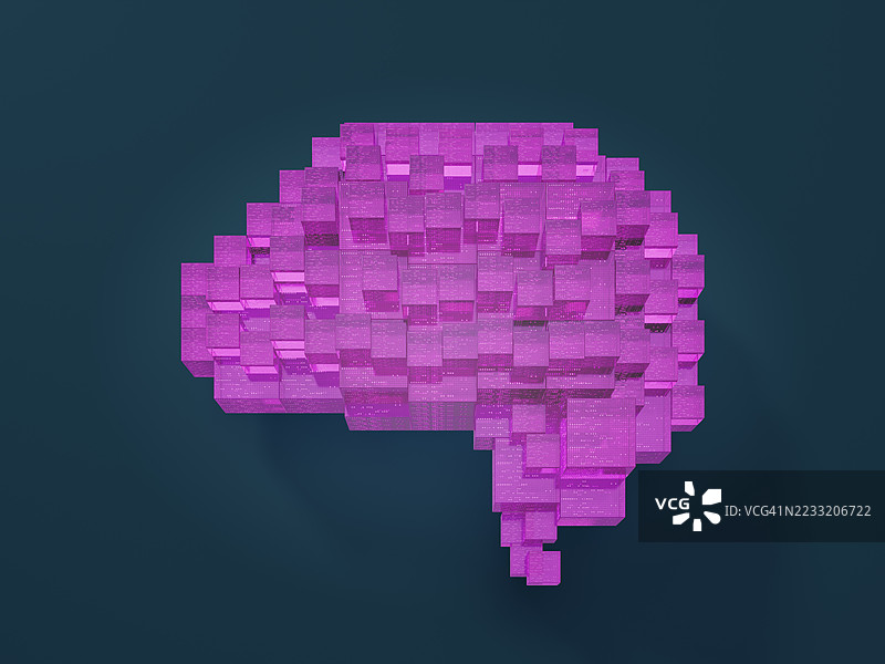 立方体数字大脑，数字生成图像。图片素材