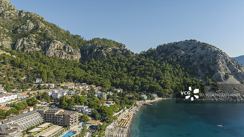 土耳其图伦克海滩的航拍图像。图片素材