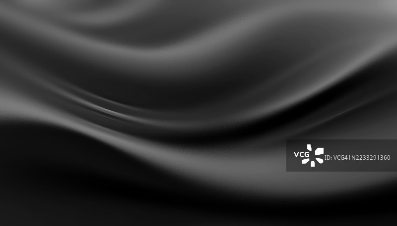 光滑的黑色缎面质感，流动的褶皱背景。优雅的抽象图像，类似于黑色缎面织物，具有柔和流畅的曲线和微妙的丝滑光泽。图片素材