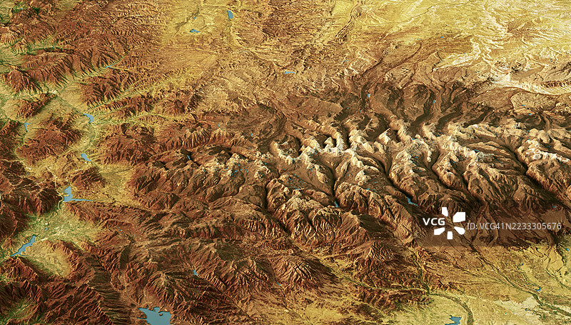 犹他州峰会县卫星景观视图3D渲染彩色图图片素材