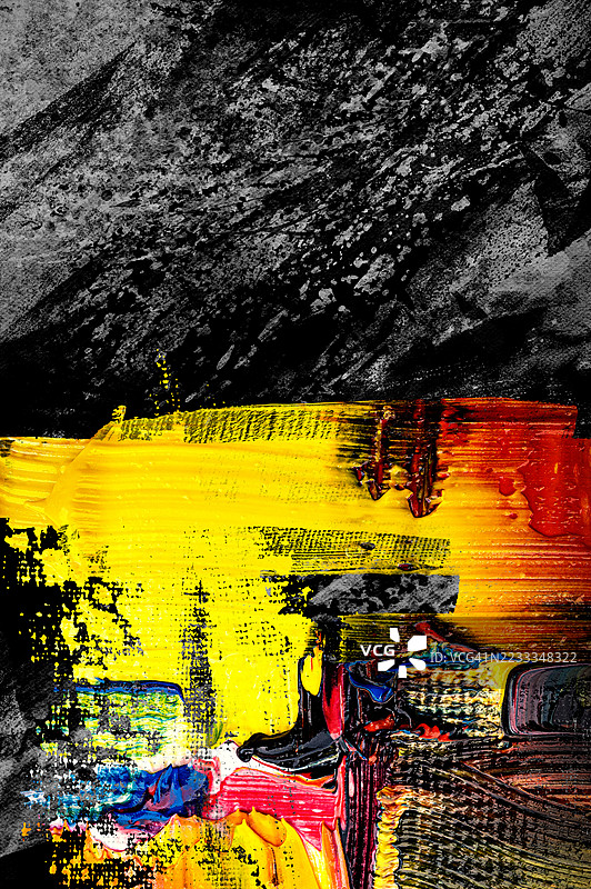 黑色画布上的油画图片素材