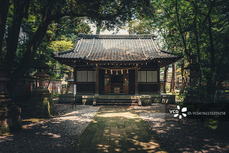 日本石川县金泽市的大山神社宁静的传统神社图片素材