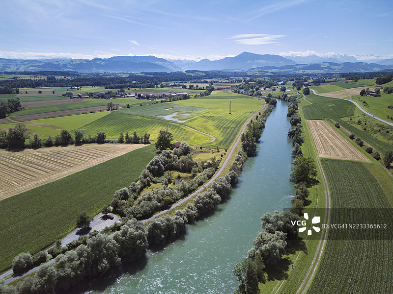 瑞士阿尔高州，弗赖阿姆特，穆尔劳，里吉山后，瑞乌斯河两岸的文化景观图片素材