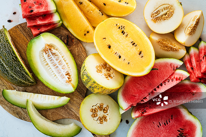 西瓜品种，新鲜夏季水果背景图片素材