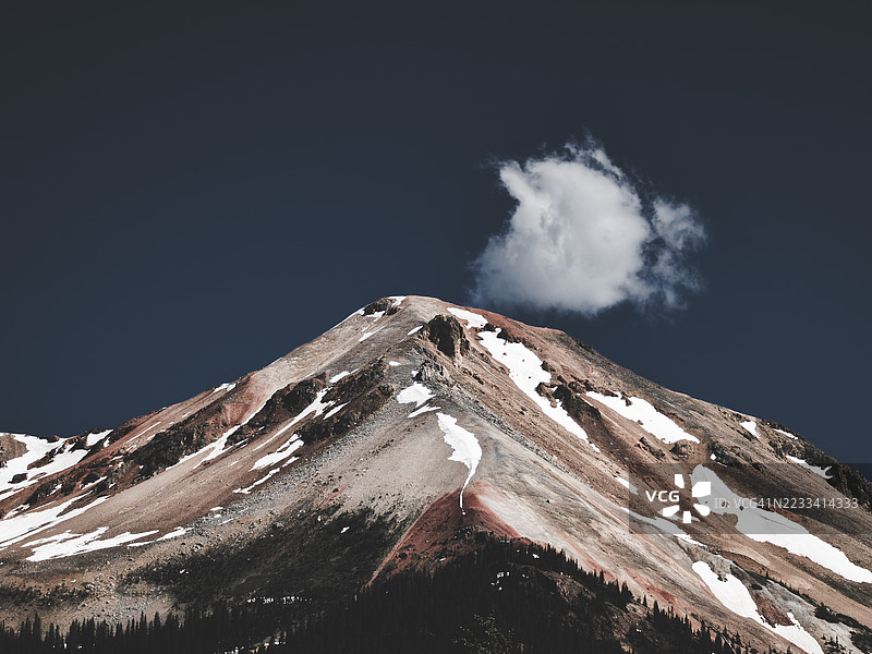 白雪皑皑的山脉在晴朗的蓝天下图片素材