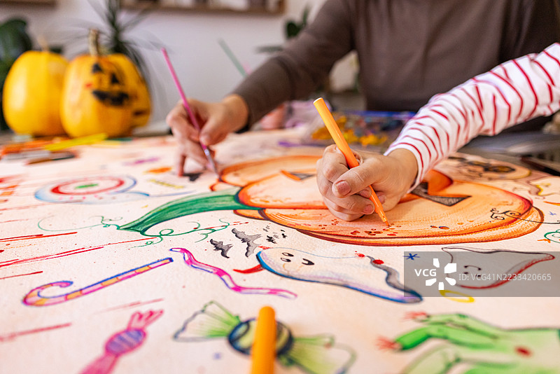 家庭万圣节艺术项目图片素材