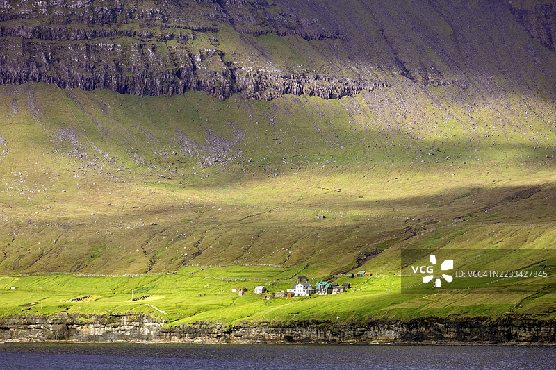 俯瞰法罗群岛维达雷伊的穆利图片素材