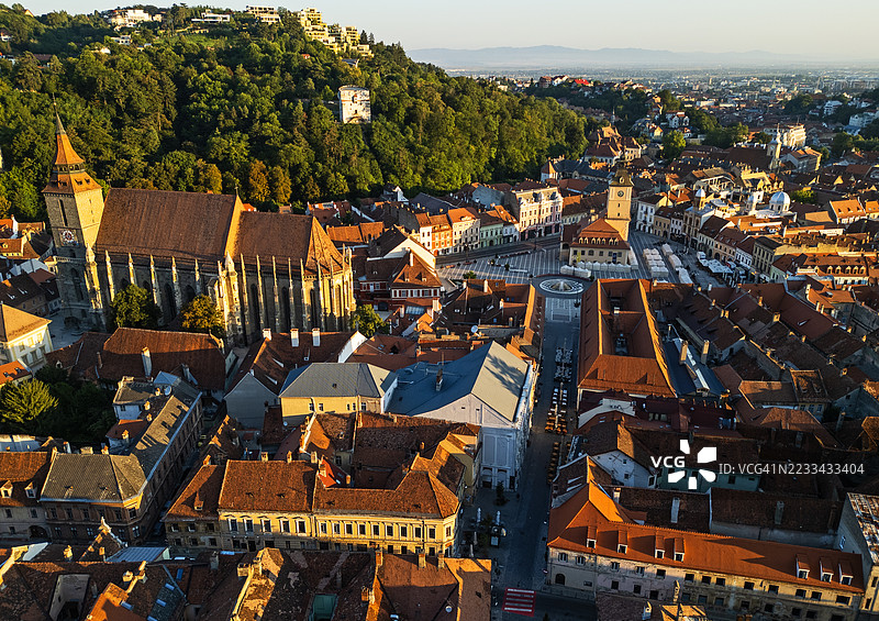罗马尼亚特兰西瓦尼亚的布拉索夫空中视角图片素材