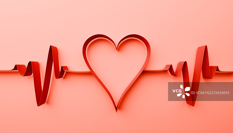 心电图线形图在中心形成心形图片素材