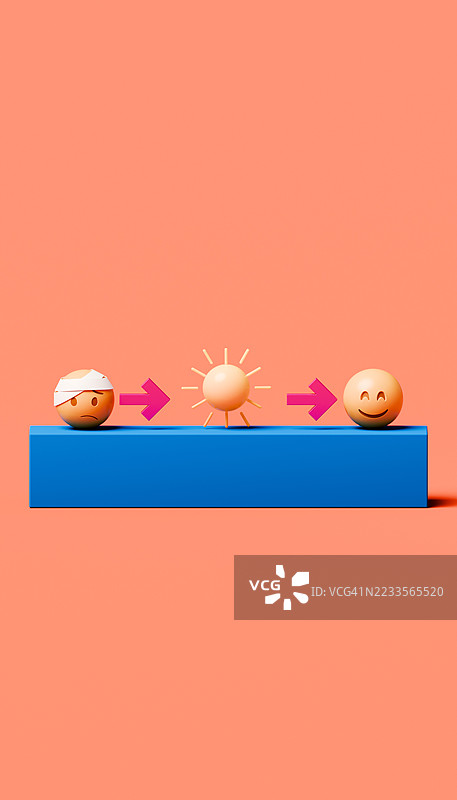 阳光将悲伤的心情提升至快乐图片素材