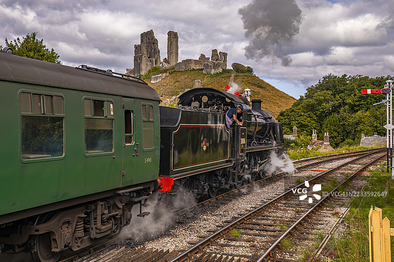 蒸汽火车，斯旺奇铁路，科夫城堡，德文郡，英国图片素材