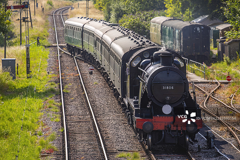 蒸汽火车，斯旺奇铁路，科夫城堡，德文郡，英国图片素材