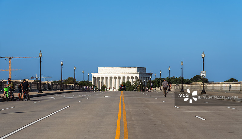 阿灵顿纪念桥和林肯纪念堂图片素材