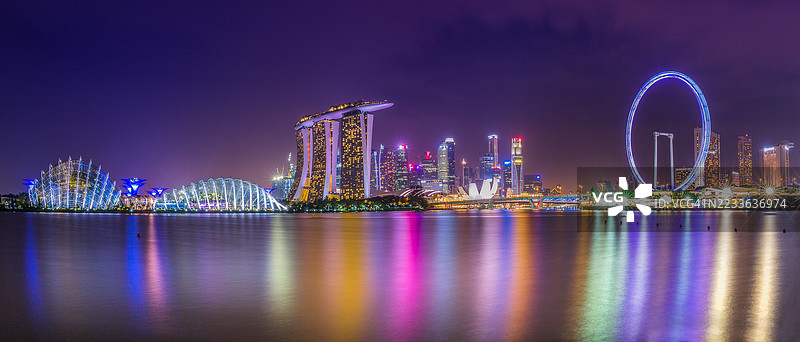 新加坡全景城市景观和天际线视图图片素材