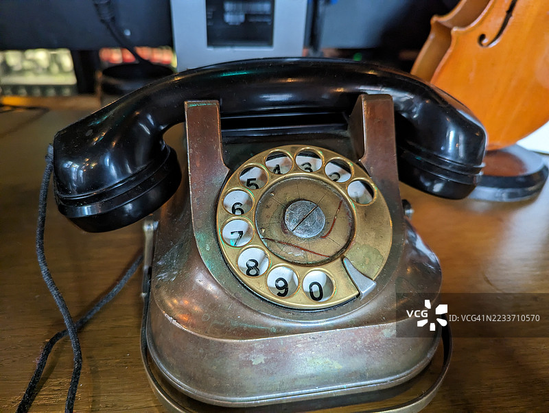一部复古电话的特写镜头图片素材