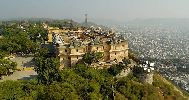 Nahargarh Fort俯瞰斋浦尔城市景观 - 航拍图片素材