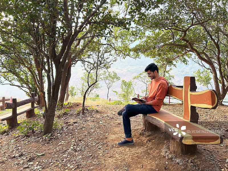 树间宁静的阅读时光图片素材