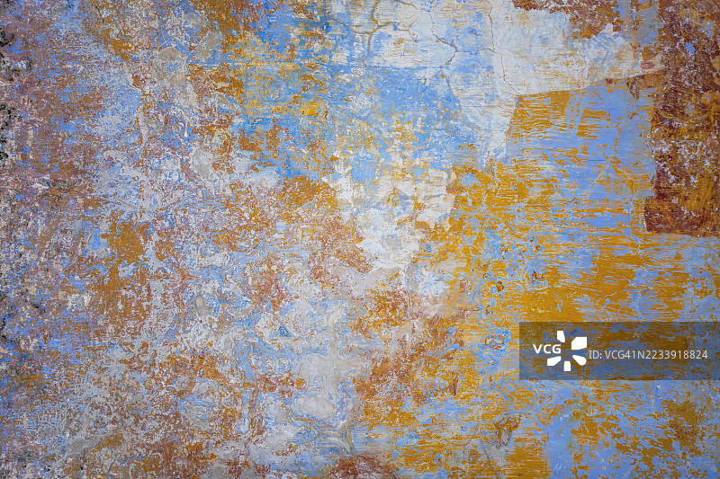 色彩鲜艳的风化墙面纹理图片素材