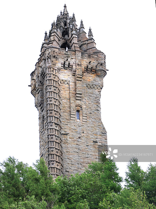 苏格兰斯特灵的国家华莱士纪念碑顶部。图片素材