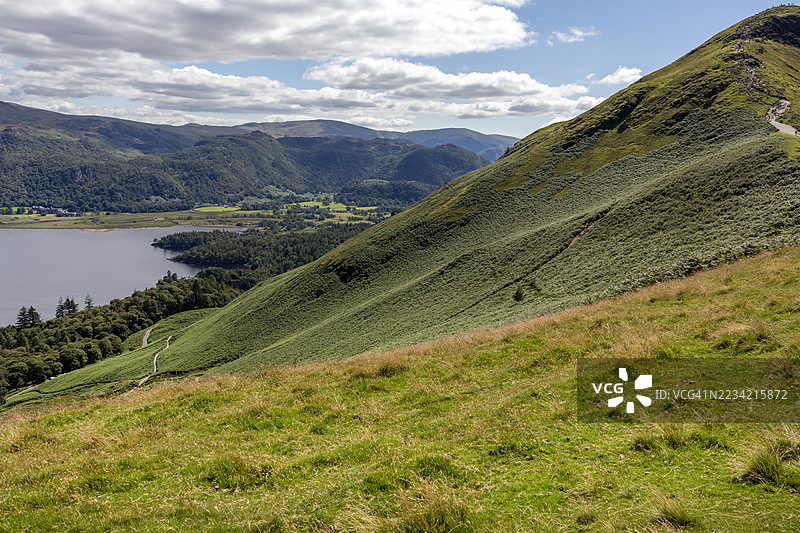 卡特贝尔山徒步景观，德温特湖，湖区，英格兰图片素材