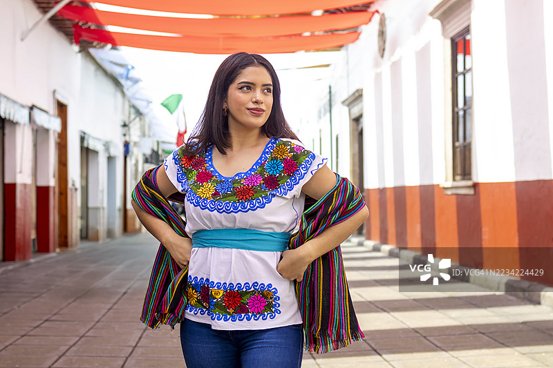 身着地方服饰的墨西哥女性肖像图片素材