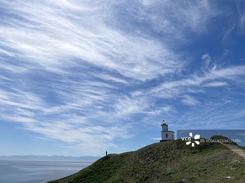 华盛顿州圣胡安岛的牛头灯塔图片素材
