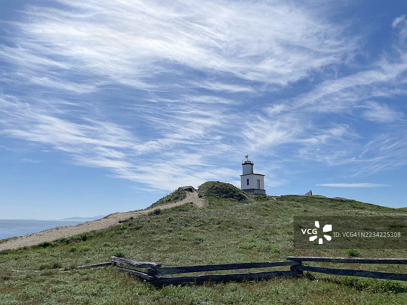 华盛顿州圣胡安岛的牛角灯塔图片素材