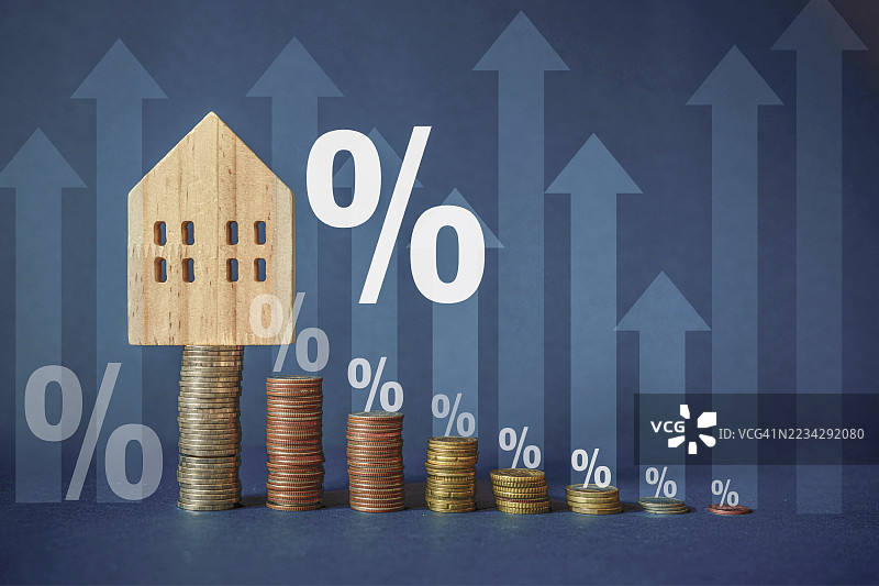 关于金融利率和住房贷款的概念图片素材
