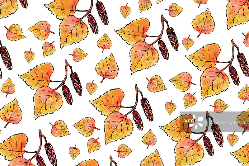 无缝秋叶图案。图片素材
