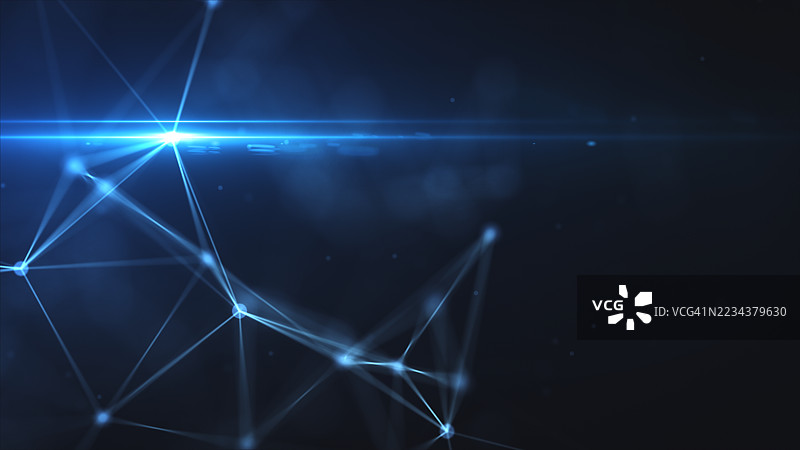 抽象蓝色数字网络背景与发光连接图片素材