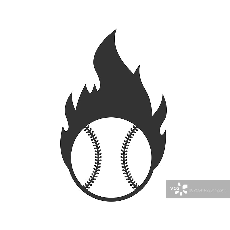 火焰棒球图标矢量插图图片素材