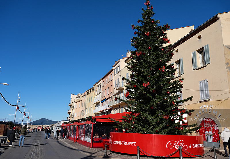 法国里维埃拉的圣特罗佩的圣诞节。图片素材