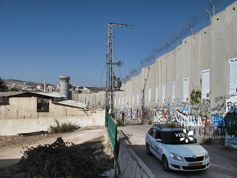 以色列西岸墙，位于伯利恒和耶路撒冷之间（西岸隔离墙）图片素材