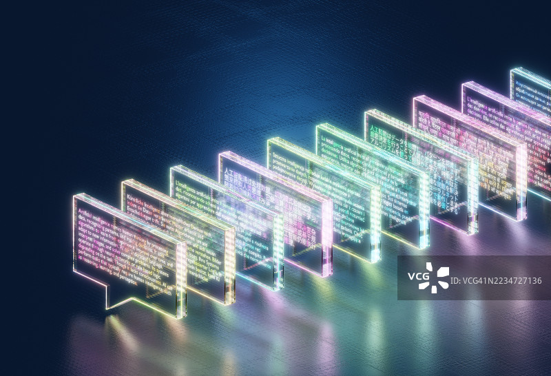 由人工智能翻译成多种语言的文本图片素材