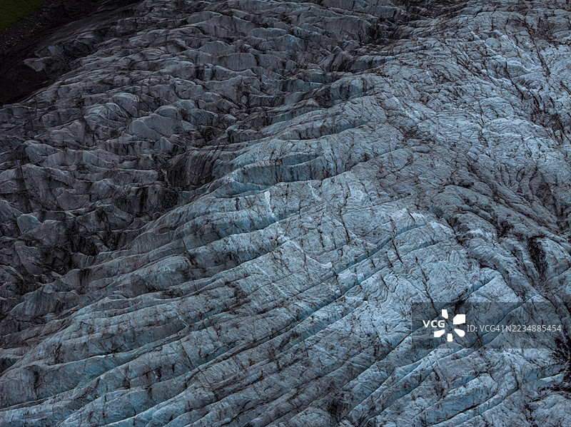 冰川，冰川舌，山脉，多云，夏季，鸟瞰图，菲亚尔冰川，斯卡夫塔费尔，冰岛图片素材
