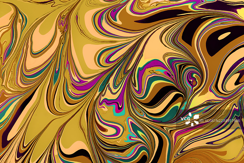 水面上绘制的马尔堡艺术色彩，作为抽象背景纹理。图片素材